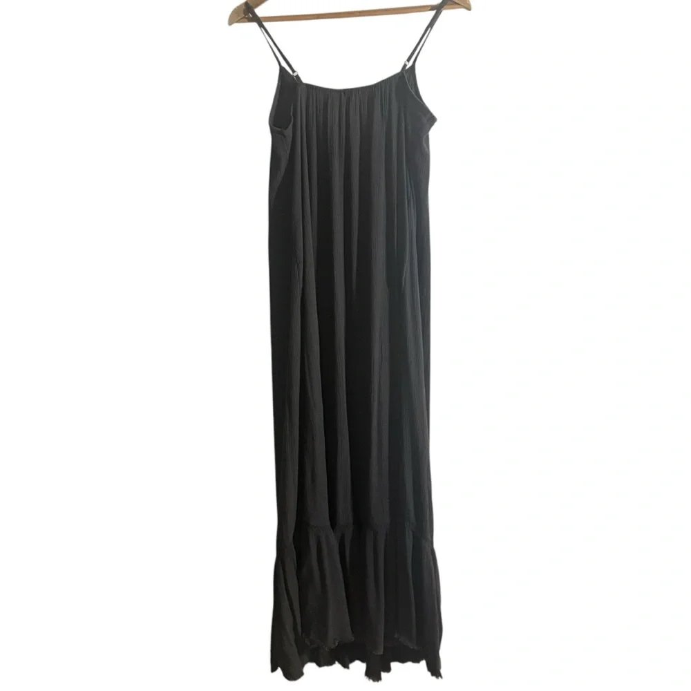 Aerie Summer Maxi Dress Tier Ruffle Hem Spaghetti Straps Gray Womens Size Medium - Picture 3 of 11